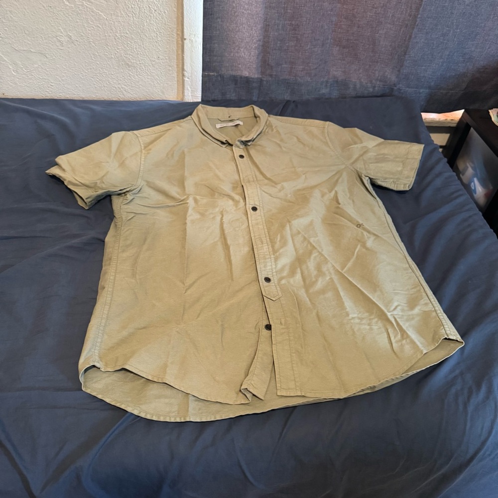 Outerknown Button Down Shirt Adult Large‎ Organic Cotton Olive Green Excellent